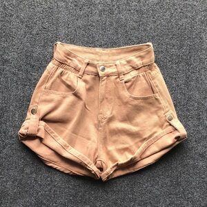 High Waist Tan Women's Shorts